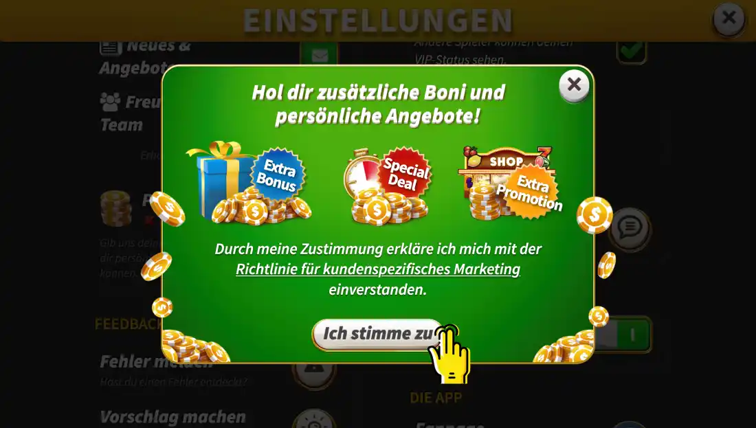 Abonnement für personalisierte Boni im SlotPark Casino