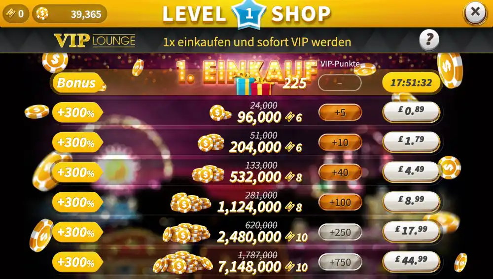 Einkäufe im Social Casino SlotPark